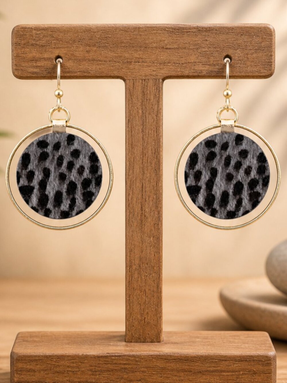 Animal Print Gold Hoop Earrings